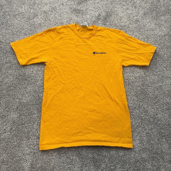 Champion Other - Champion Shirt Mens Small Yellow Embroidered Logo Classic Casual Tee 100% Cotton